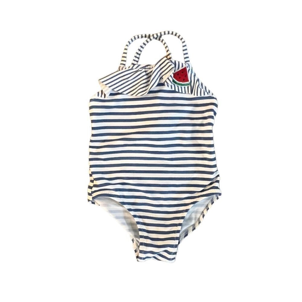 Zara Baby One Piece Swimsuit Blue White Watermelon 6-12 Months
